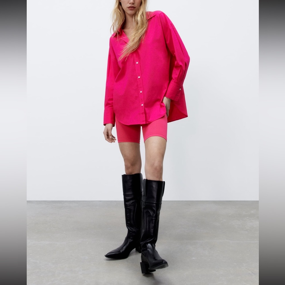 Zara pink poplin shirt